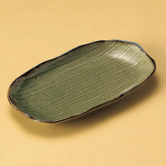 楕円皿 渕錆灰釉ダ円皿 [ 22.5 x 13 x 2.5cm ] | オーバルプレート 楕円皿 人気 おすすめ パスタ皿 フルーツ皿 食器 業務用 飲食店 カフェ うつわ 器 おしゃれ かわいい ギフト プレゼント 誕生日 贈り物 贈答品