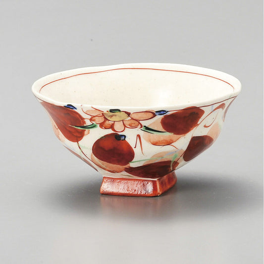 茶碗 赤絵木の葉浜四角茶碗 [ 11.8 x 6cm 200ｃｃ ] | ちゃわん お茶碗 飯碗 ご飯茶碗 白米 人気 おすすめ 食器 業務用 飲食店 カフェ うつわ 器 おしゃれ かわいい ギフト プレゼント 引き出物 誕生日 贈り物 贈答品