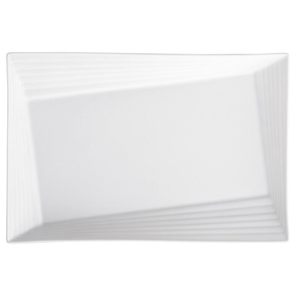 もだんコントラスト Scena White29.5cmリムライン角プラター [ 29.5 x 19.8 x 2cm ]