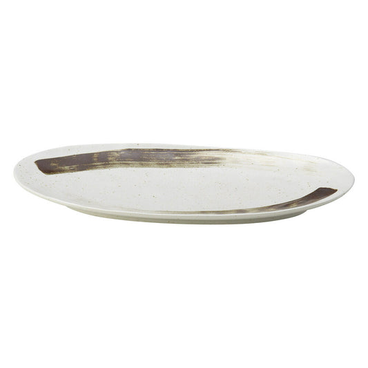 和陶オープン 錆刷毛 楕円9.0皿 [ 26.5 x 12.5 x 2.5cm ]