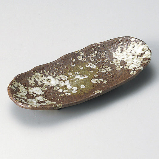 楕円皿 備前風白四足焼き物 [ 25 x 11.5 x 3.5cm ] | オーバルプレート 楕円皿 人気 おすすめ パスタ皿 フルーツ皿 食器 業務用 飲食店 カフェ うつわ 器 おしゃれ かわいい ギフト プレゼント 誕生日 贈り物 贈答品