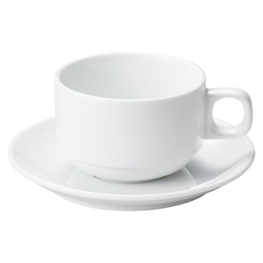 洋陶オープン シェフズスタイル スタック碗皿 [ 碗 10.7 x 8.3 x 5.6cm 200cc ][ 皿 14.2 x 1.8cm ] | コーヒー カップ ティー 紅茶 喫茶 人気 おすすめ 食器 洋食器 業務用 飲食店 カフェ うつわ 器 おしゃれ かわいい ギフト プレゼント 引き出物 誕生日 贈答品