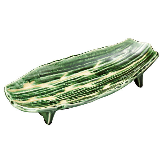 織部黄瀬戸しのぎ高台尺長皿 [ 30.5 x 13.2 x 5.5cm 680g ] [ 楕円皿 ] | オーバルプレート 楕円皿 人気 おすすめ パスタ皿 フルーツ皿 食器 業務用 飲食店 カフェ うつわ 器 おしゃれ かわいい ギフト プレゼント 誕生日 贈り物 贈答品