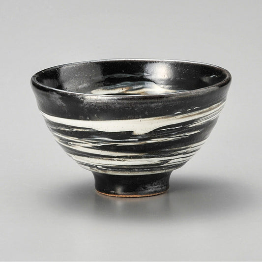 茶碗 黒釉刷毛目飯碗 [ 11.5 x 6.6cm 300ｃｃ ]