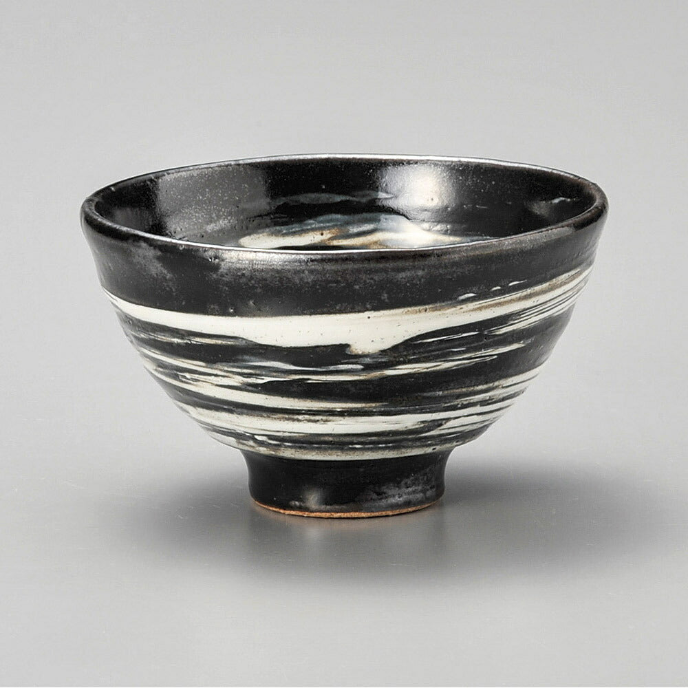 茶碗 黒釉刷毛目飯碗 [ 11.5 x 6.6cm 300ｃｃ ]