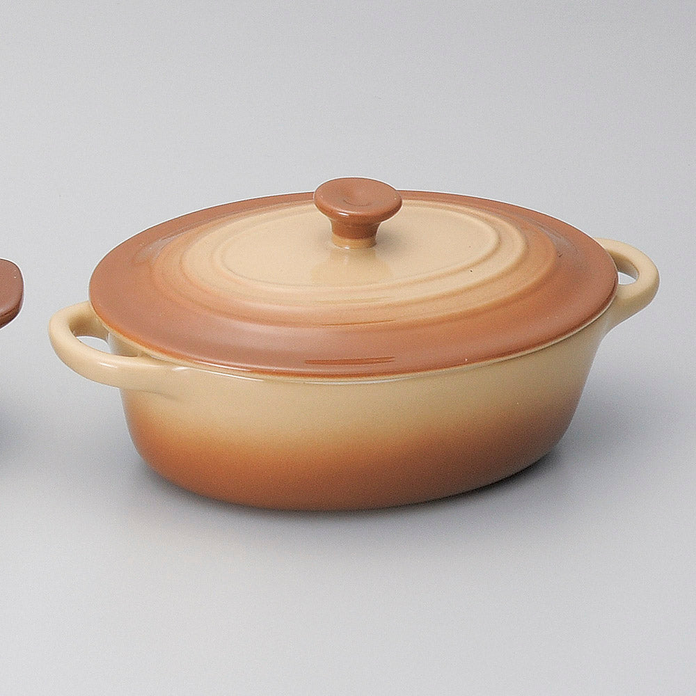 ベーキング Sha・La・Laオーバルキャセロール茶スープポット（17.5cm） [ 17.5 x 11cm 6.5cm ] | 鍋 両手鍋 土鍋 人気 おすすめ 食器 洋食器 業務用 飲食店 カフェ うつわ 器 おしゃれ かわいい ギフト プレゼント 引き出物 誕生日 贈り物 贈答品