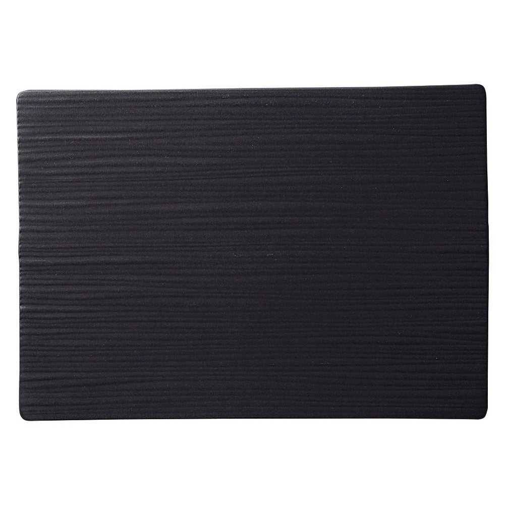 モダンマットブラック28cm線紋平長角皿 [ 28.2 x 20 x 1cm 816g ]