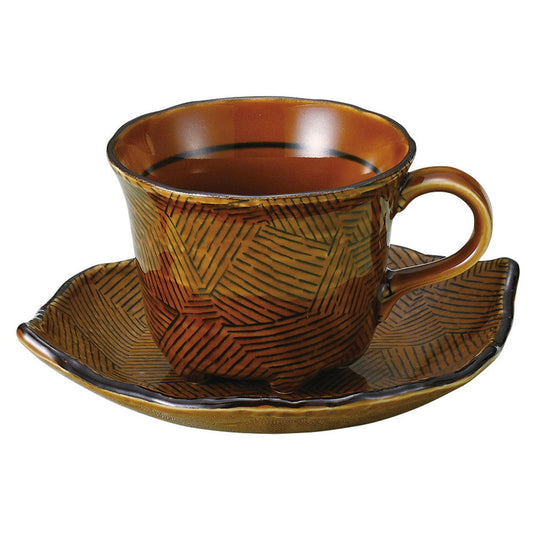 アメかわり十草木の葉コーヒー碗皿 [ 9 x 7cm･220cc 16 x 13.5 x 2cm 354g ] [ カップ＆ソーサー ]