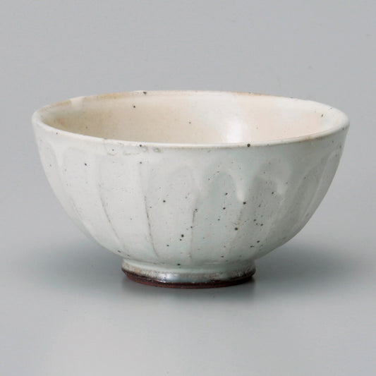 茶碗 粉引面取り中平 [ 11.4 x 6cm ]