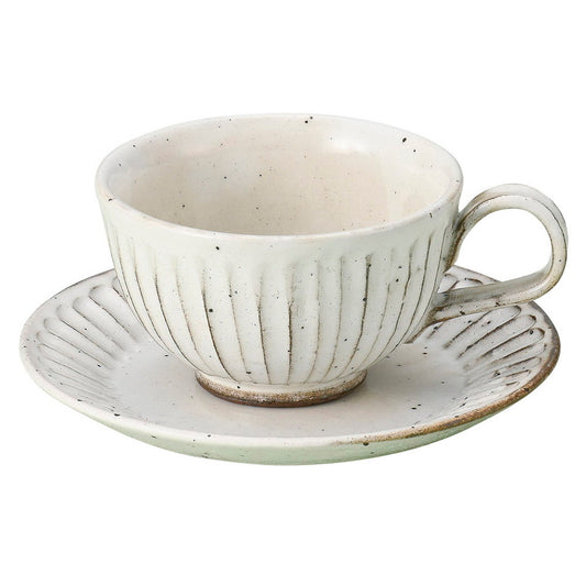 粉引ソギ目コーヒー碗皿 [ 9.7 x 6cm･220cc 14.4 x 1.8cm ] [ カップ＆ソーサー ]