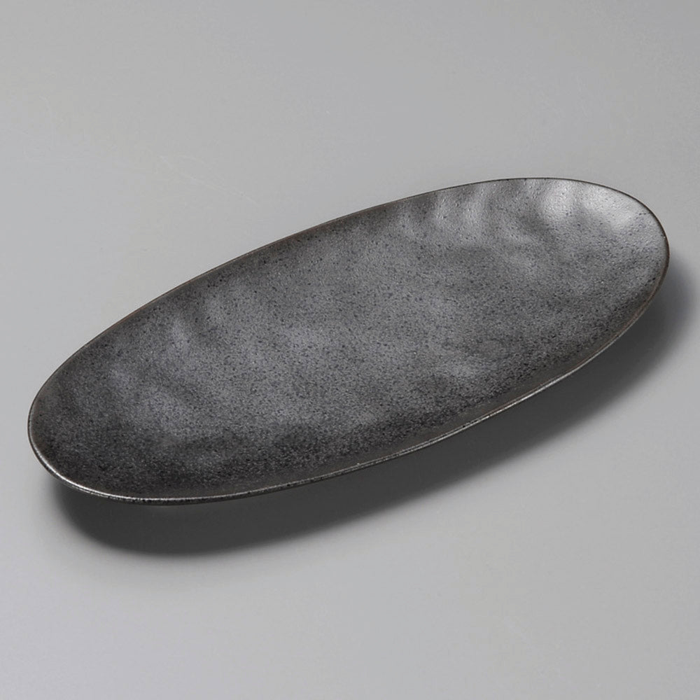 楕円皿 黒いぶし楕円9寸皿 [ 26.5 x 12.5 x 2.5cm ]
