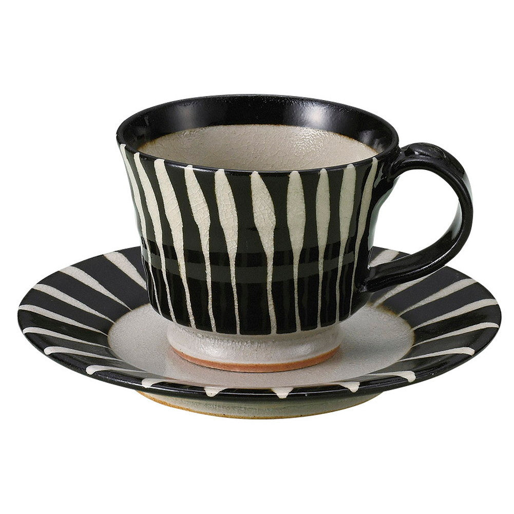 黒釉十草コーヒー碗皿 [ 8 x 6.5cm･160cc 14.5 x 2cm 317g ] [ カップ＆ソーサー ]