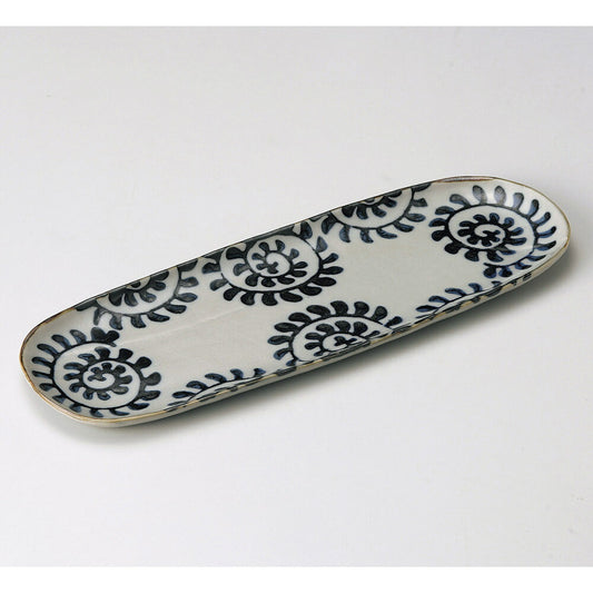 楕円皿 染付たこ唐草さんま皿 [ 33.5 x 11.5 x 1.5cm ] | オーバルプレート 楕円皿 人気 おすすめ パスタ皿 フルーツ皿 食器 業務用 飲食店 カフェ うつわ 器 おしゃれ かわいい ギフト プレゼント 誕生日 贈り物 贈答品
