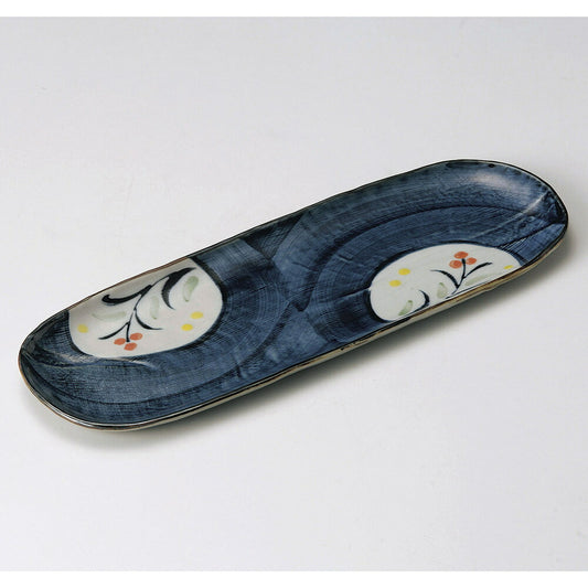 楕円皿 ごす濃色絵花さんま皿 [ 33.5 x 11.5 x 1.5cm ] | オーバルプレート 楕円皿 人気 おすすめ パスタ皿 フルーツ皿 食器 業務用 飲食店 カフェ うつわ 器 おしゃれ かわいい ギフト プレゼント 誕生日 贈り物 贈答品
