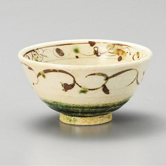 茶碗 織部淵唐草飯碗 [ 11.8 x 6.2cm ]