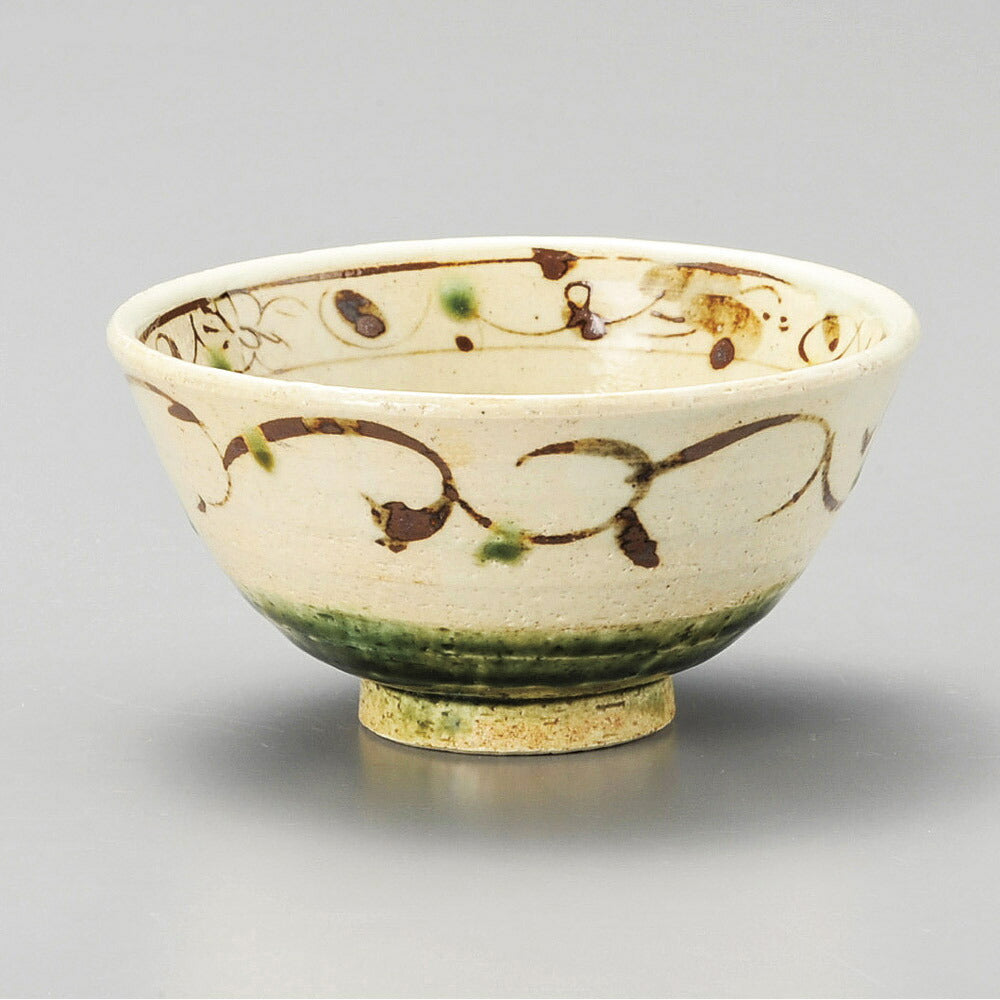 茶碗 織部淵唐草飯碗 [ 11.8 x 6.2cm ]