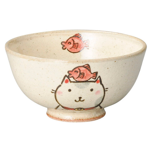 粉引ねこ子供茶碗 [ 10.5 x 5.3cm ] | ちゃわん お茶碗 飯碗 ご飯茶碗 白米 人気 おすすめ 食器 業務用 飲食店 カフェ うつわ 器 おしゃれ かわいい ギフト プレゼント 引き出物 誕生日 贈り物 贈答品