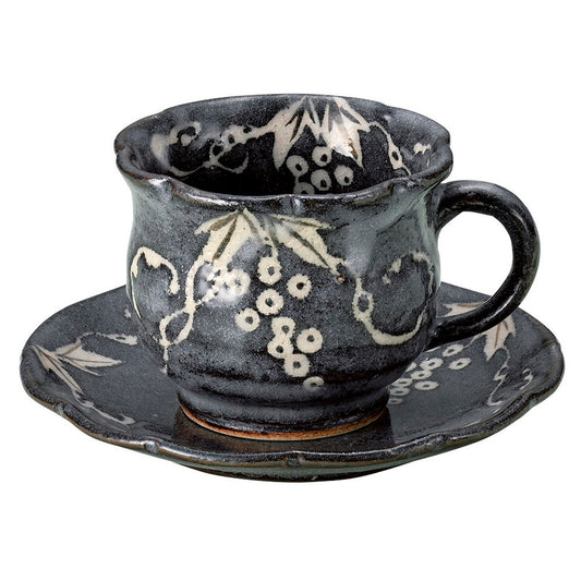 鼠志野葡萄コーヒー碗皿 [ 8.5 x 7cm･200cc 14 x 2.2cm ] [ カップ＆ソーサー ] | コーヒー カップ ティー 紅茶 喫茶 碗皿 人気 おすすめ 食器 洋食器 業務用 飲食店 カフェ うつわ 器 おしゃれ かわいい ギフト プレゼント 引き出物 誕生日 贈答品