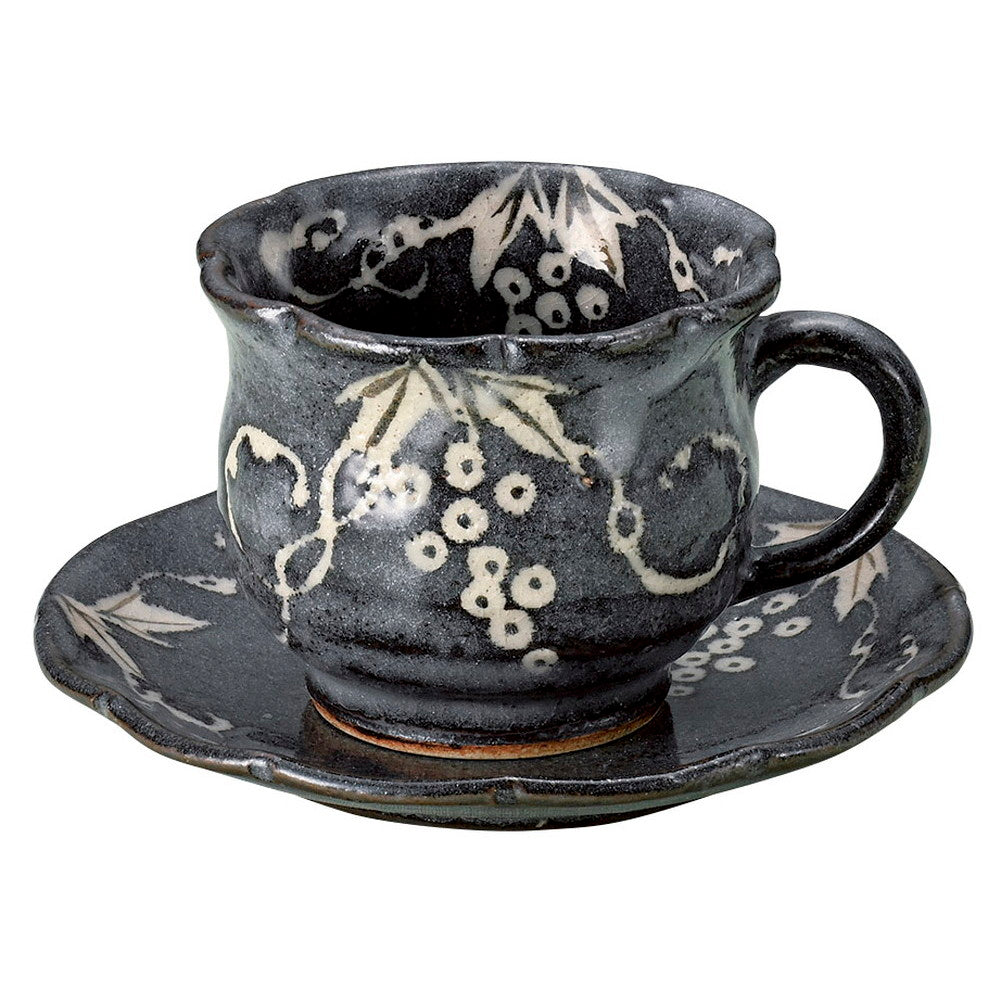 鼠志野葡萄コーヒー碗皿 [ 8.5 x 7cm･200cc 14 x 2.2cm ] [ カップ＆ソーサー ] | コーヒー カップ ティー 紅茶 喫茶 碗皿 人気 おすすめ 食器 洋食器 業務用 飲食店 カフェ うつわ 器 おしゃれ かわいい ギフト プレゼント 引き出物 誕生日 贈答品