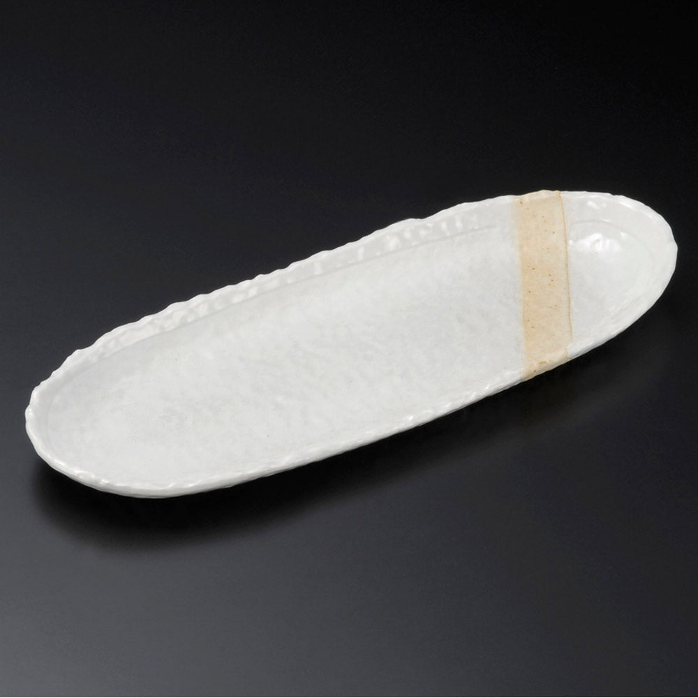 楕円皿 粉引塗分9.0小判皿 [ 27.3 x 10.4 x 2cm ]
