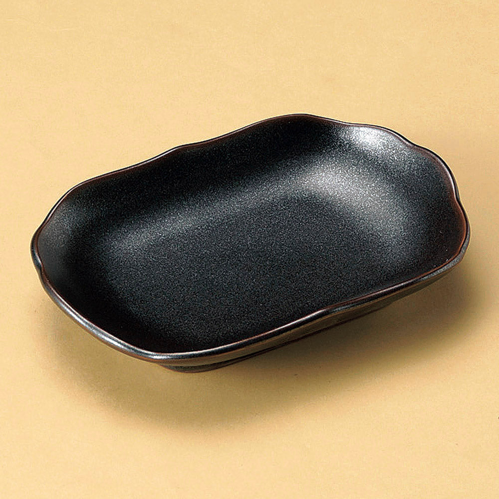 楕円皿 鉄砂釉渕波小判皿 [ 18.2 x 12.6 x 3.5cm ] | オーバルプレート 楕円皿 人気 おすすめ パスタ皿 フルーツ皿 食器 業務用 飲食店 カフェ うつわ 器 おしゃれ かわいい ギフト プレゼント 誕生日 贈り物 贈答品
