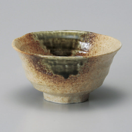 茶碗 伊賀風織部ろくべ型茶碗（小） [ 12.3 x 6.4cm ]