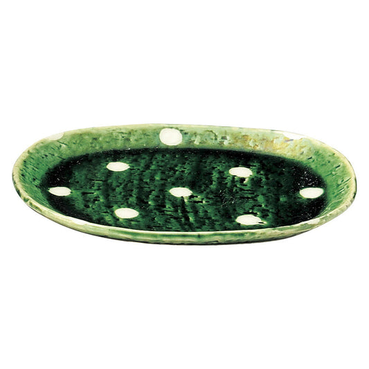 和陶オープン ドット織部 楕円皿 [ 16.3 x 13.4 x 1.4cm ] | オーバルプレート 楕円皿 人気 おすすめ パスタ皿 フルーツ皿 食器 業務用 飲食店 カフェ うつわ 器 おしゃれ かわいい ギフト プレゼント 誕生日 贈り物 贈答品