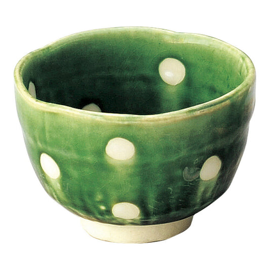 和陶オープン ドット織部 陶碗 [ 10.2 x 7cm ・ 300cc ] | ちゃわん お茶碗 飯碗 ご飯茶碗 白米 人気 おすすめ 食器 業務用 飲食店 カフェ うつわ 器 おしゃれ かわいい ギフト プレゼント 引き出物 誕生日 贈り物 贈答品