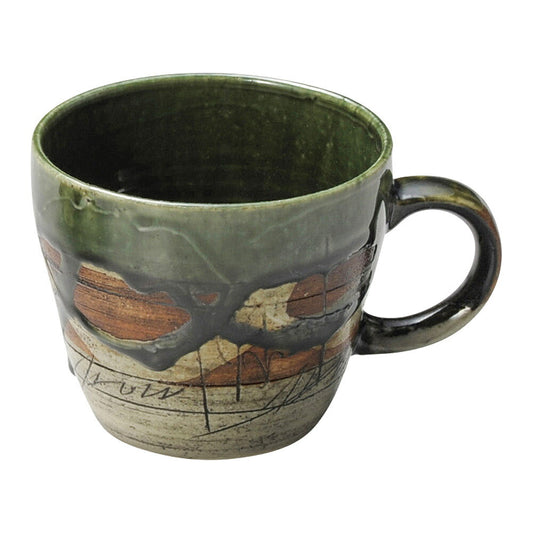 和陶オープン 織部ピカソ マグ [ 9.5 x 8.2cm ・ 325cc]