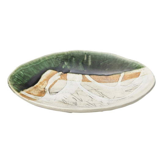 和陶オープン 織部ピカソ 楕円皿 [ 20.5 x 15.8 x 2.8cm ]