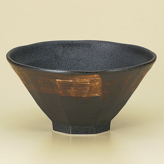 中華丼 黒白刷毛八角7.0丼 [ 22 x 11.4cm ]