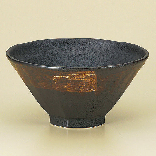 中華丼 黒白刷毛八角6.3丼 [ 19 x 9.7cm ]
