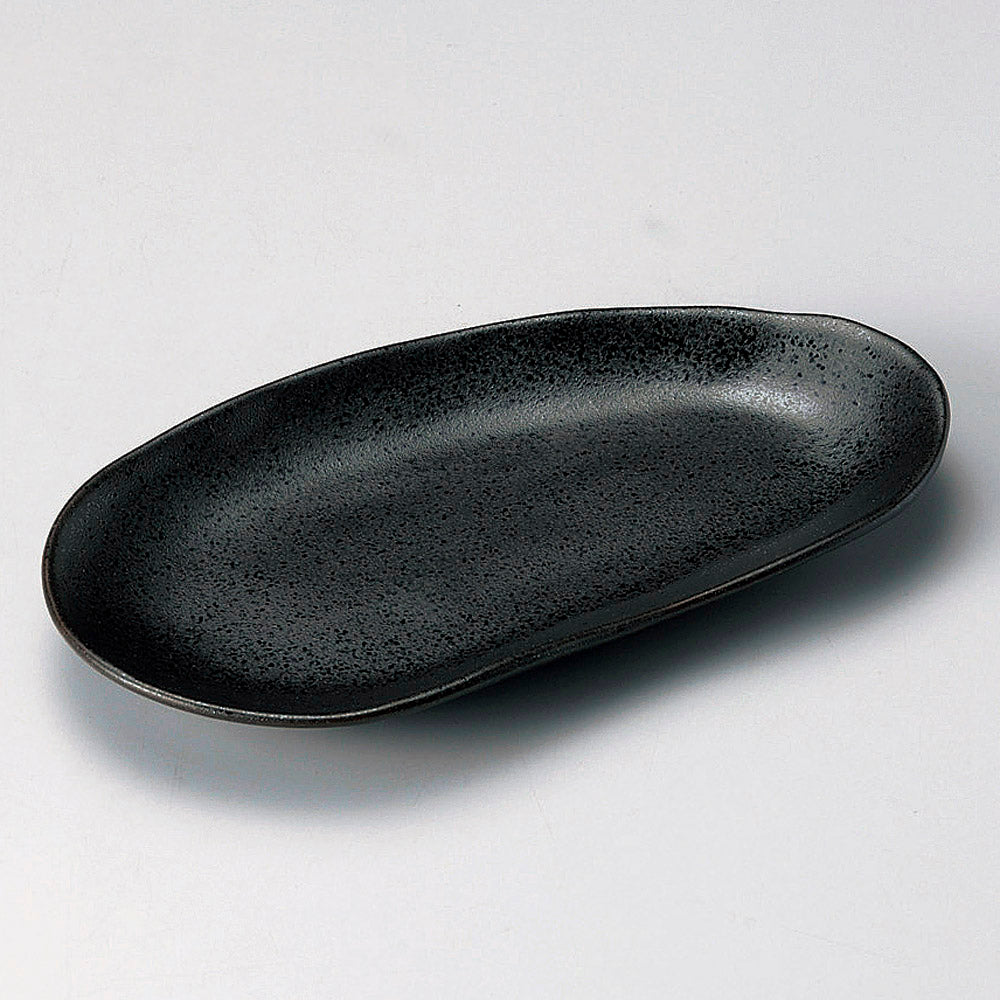 楕円皿 黒雲形焼物皿 [ 23 x 12.2 x 2.5cm ]