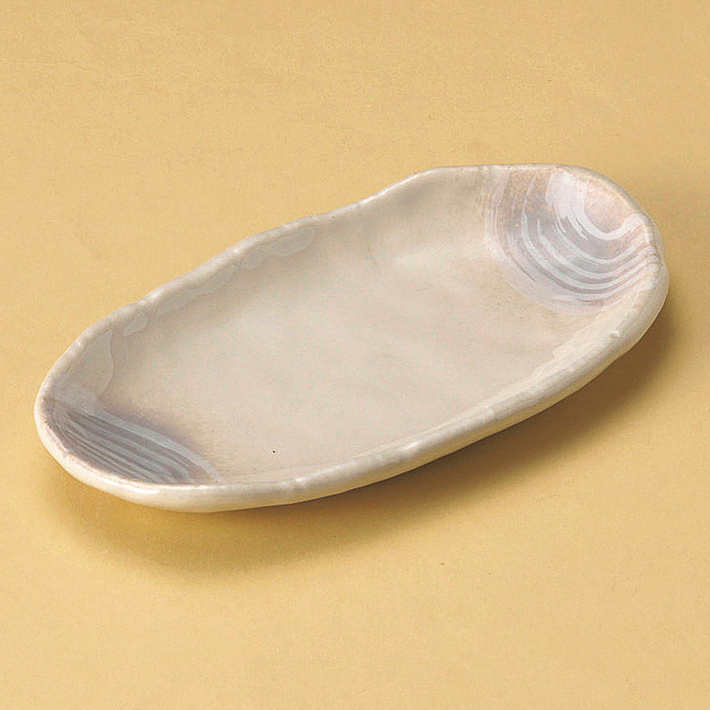 楕円皿 白萩万能皿 [ 21 x 11.5 x 2.6cm ]