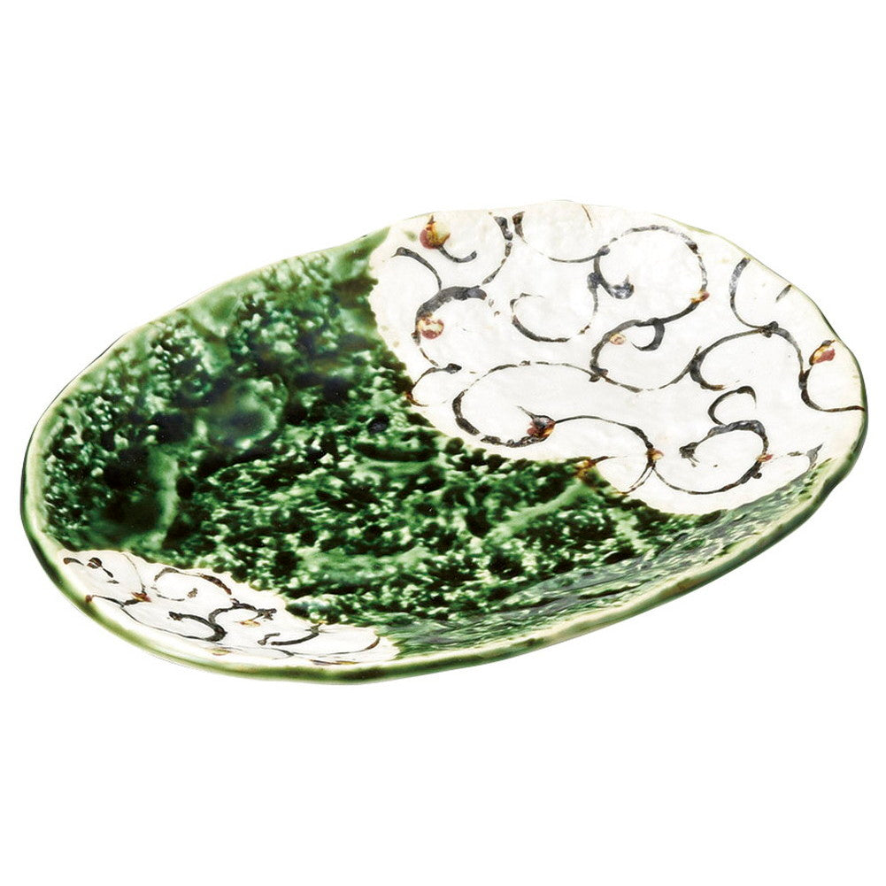織部手描花楕円皿 [ 20.5 x 15.5 x 2.5cm 410g ] [ 楕円皿 ] | オーバルプレート 楕円皿 人気 おすすめ パスタ皿 フルーツ皿 食器 業務用 飲食店 カフェ うつわ 器 おしゃれ かわいい ギフト プレゼント 誕生日 贈り物 贈答品