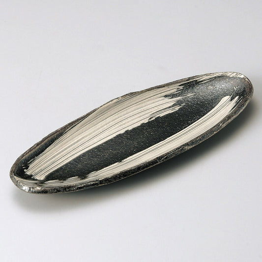 楕円皿 刷毛目付出皿（信楽焼） [ 28.5 x 12 x 2.5cm ]