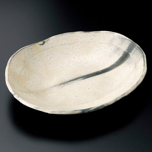 楕円皿 白化粧ぼかし楕円浅鉢（信楽焼） [ 25 x 21 x 4.5cm ] | オーバルプレート 楕円皿 人気 おすすめ パスタ皿 フルーツ皿 食器 業務用 飲食店 カフェ うつわ 器 おしゃれ かわいい ギフト プレゼント 誕生日 贈り物 贈答品