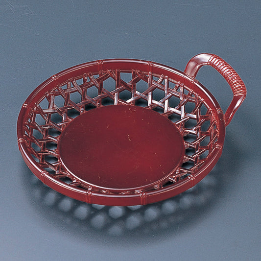 越前漆器 ［A］3.5寸片手かご 溜 [ 11.6 x 10.3 x 2.7cm ]