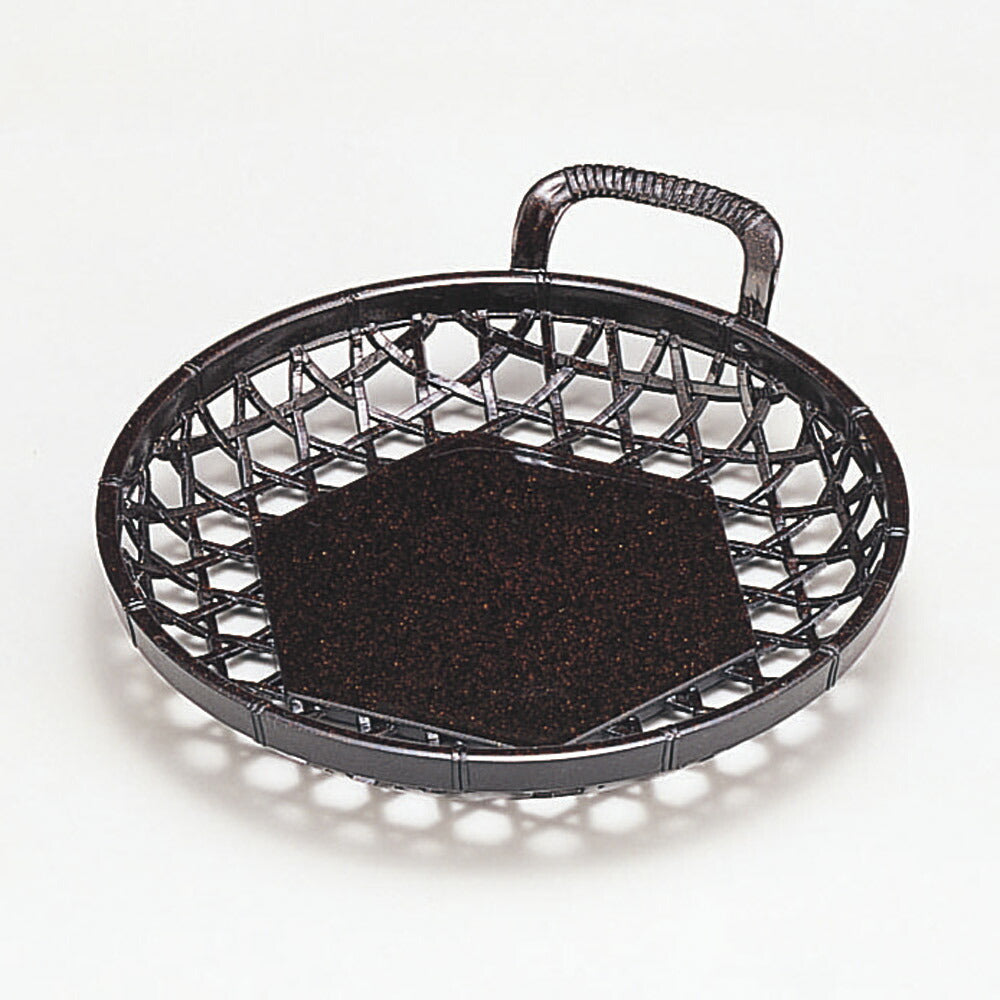 越前漆器 ［A］片手かご 茶パール新6寸 [ 19.5 x 17.9 x 4.4cm ]
