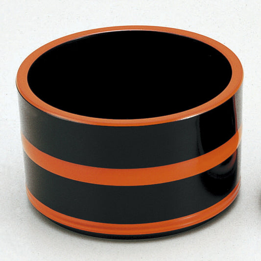 越前漆器 ［A］桶型つゆ入れ黒に帯朱 [ 10 x 6cm ]