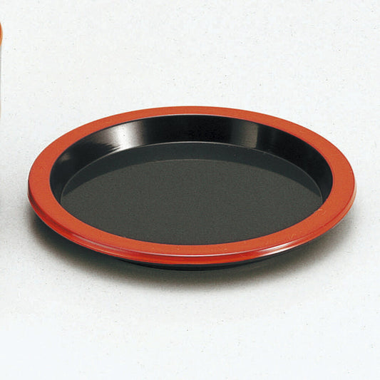 越前漆器 ［A］D.Xヤクミ皿黒天朱 [ 10.2 x 1.3cm ]