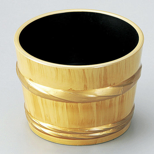 越前漆器 ［A］樽型つゆ入れ白木帯金 [ 8.4 x 6.2cm ]