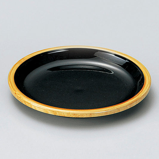 越前漆器 ［A］樽型ヤクミ皿白木内黒 [ 8.5 x 1.1cm ]