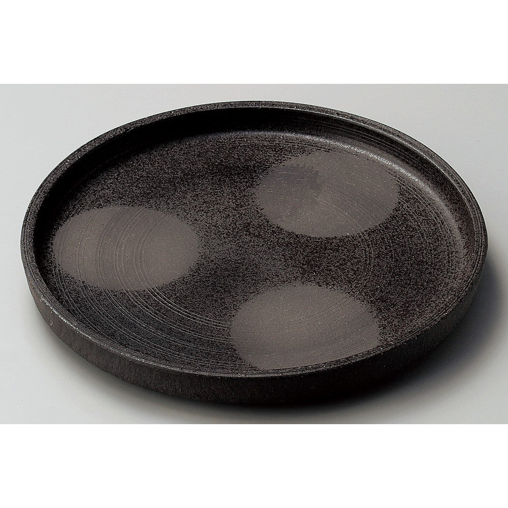 ☆ 丸中皿 ☆ 炭化土ポタモチ切立7.5皿 [ φ22.7 x 3cm ]