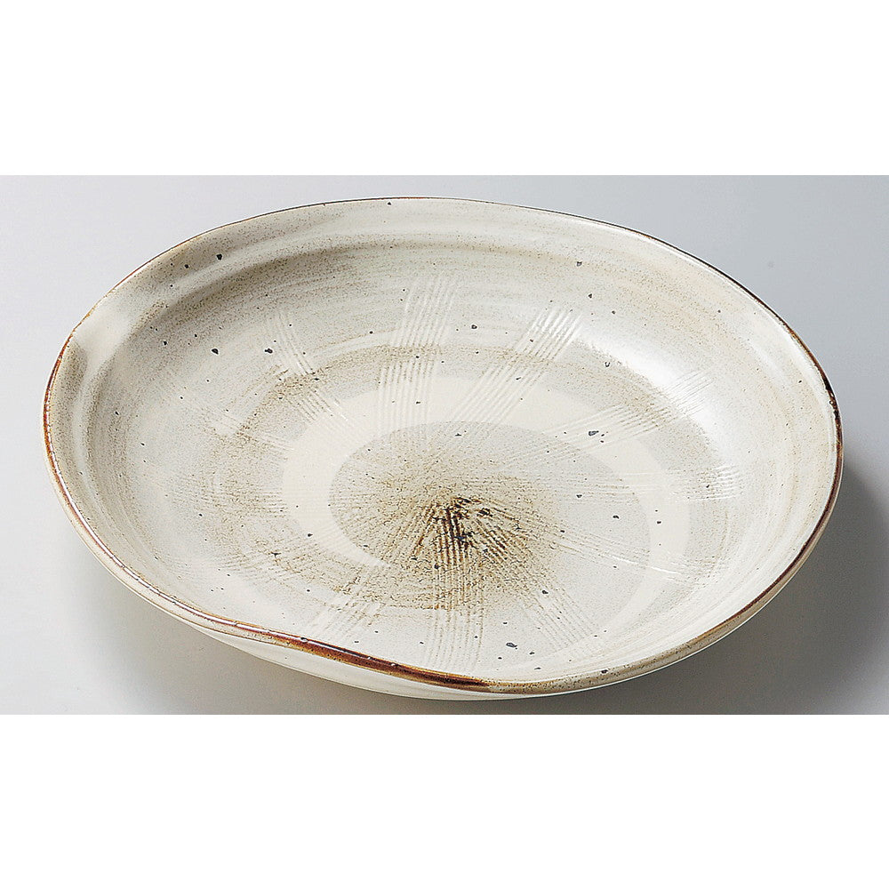 ☆ 丸中皿 ☆ 白渦片口8.0大皿 [ φ24.5 x 4cm ]
