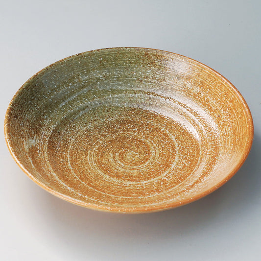 ☆ 麺皿カレー皿 ☆ 刷毛目織部7.5めん皿 [ φ22.8 x 5.3cm ]