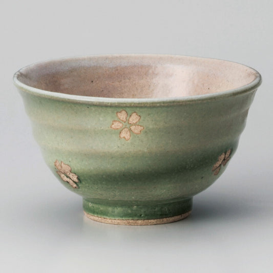 ☆ 飯碗 ☆ 春うららグリーン新茶碗 [ φ12 x 6.8cm ]