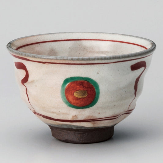 ☆ 飯碗 ☆ 赤絵丸紋茶碗 [ φ10.5 x 7cm ]