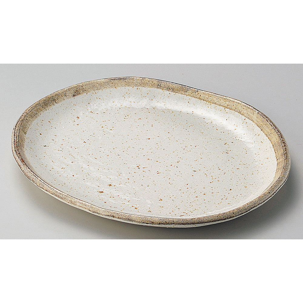 ☆ 楕円皿 ☆ 白唐津小判皿中 [ 21.5 x 17.5 x 1.7cm ]