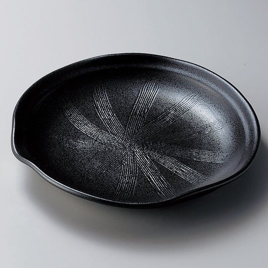 ☆ 盛鉢 ☆ 黒緑片口大皿 [ 25 x 24.5 x 4cm ]